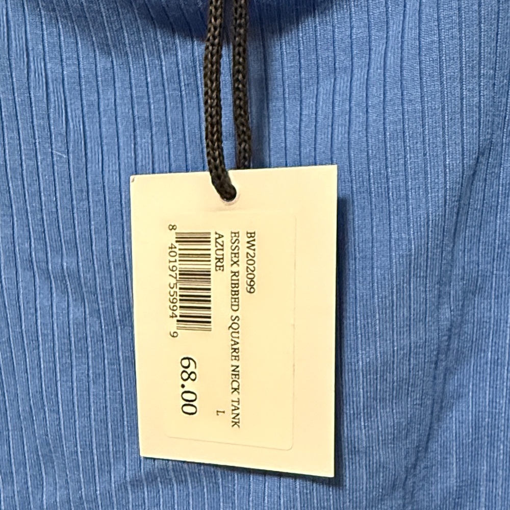 Women's Blue Ribbed Tank Top - Picture 2 of 2